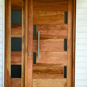 Puerta Pino Radiata Exterior Diseño 80x200 Incluye Vidrios